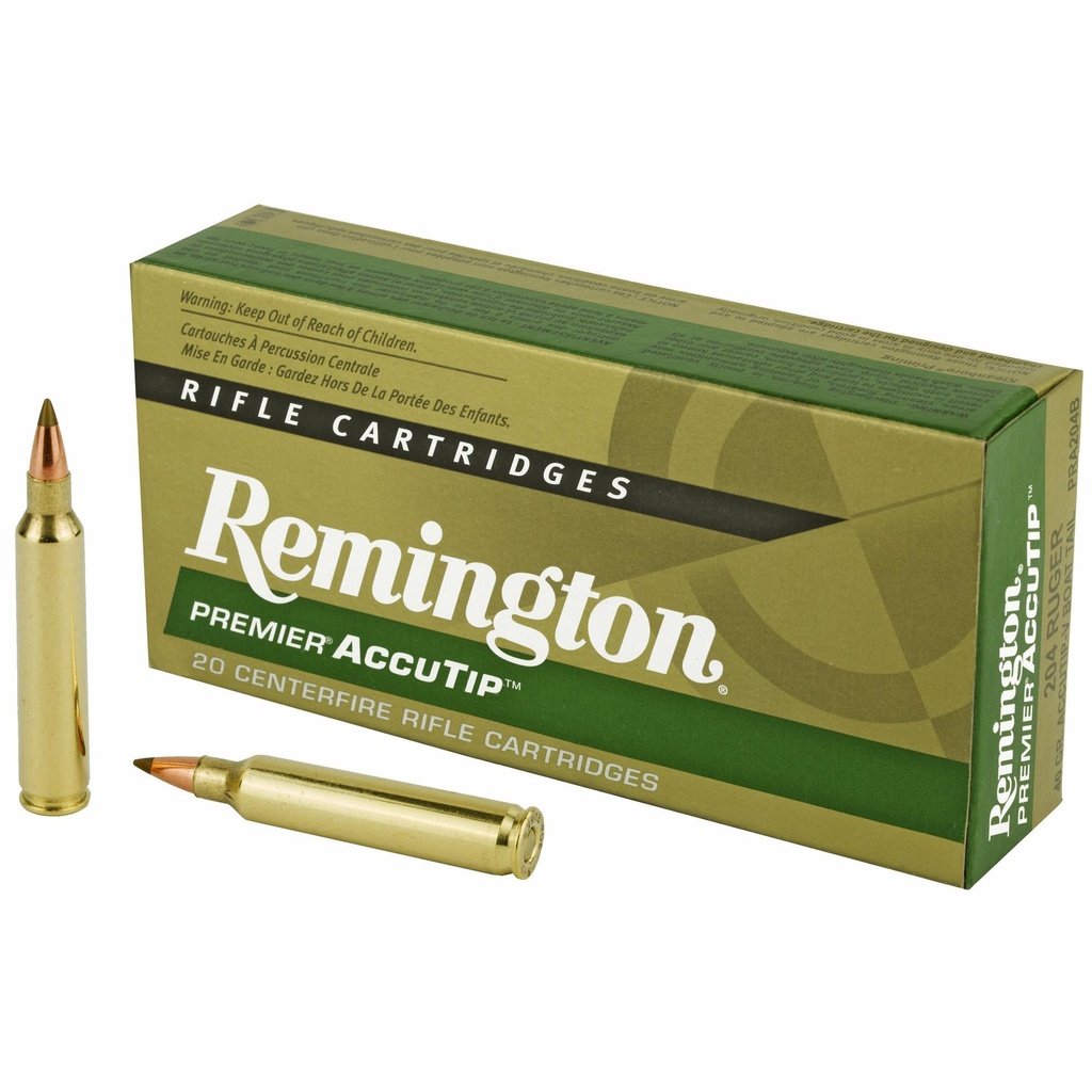 Remington Premier Accutip 204 Ruger 40 Grain Accutip Boat Tail 20 Round Box 