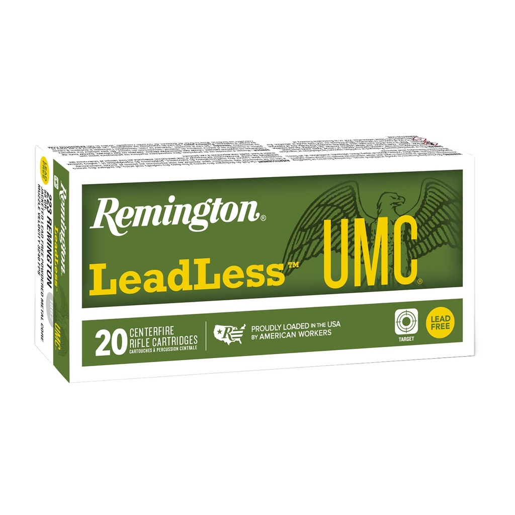 Remington UMC Leadless 223 Remington 55 Grain Full Metal Jacket Leadfree 20 Round Box 