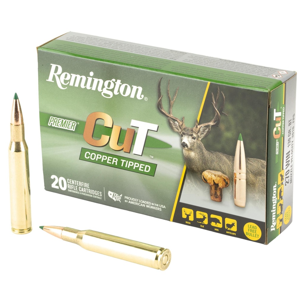 Remington Premier CuT 270 Winchester 130 Grain Copper Tipped 20 Round Box 