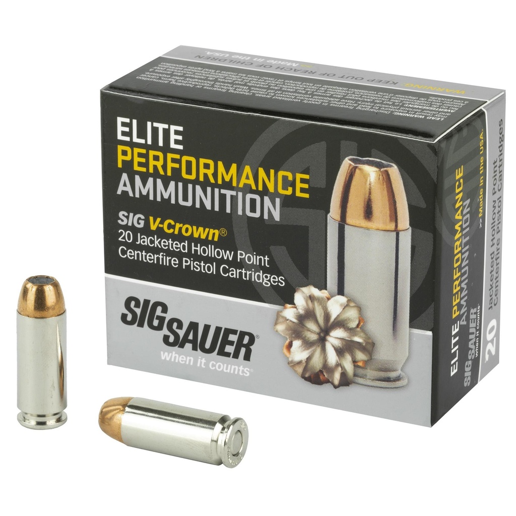 Sig Sauer Elite Performance V-Crown 10MM 180 Grain Jacketed Hollow Point 20 Round Box 