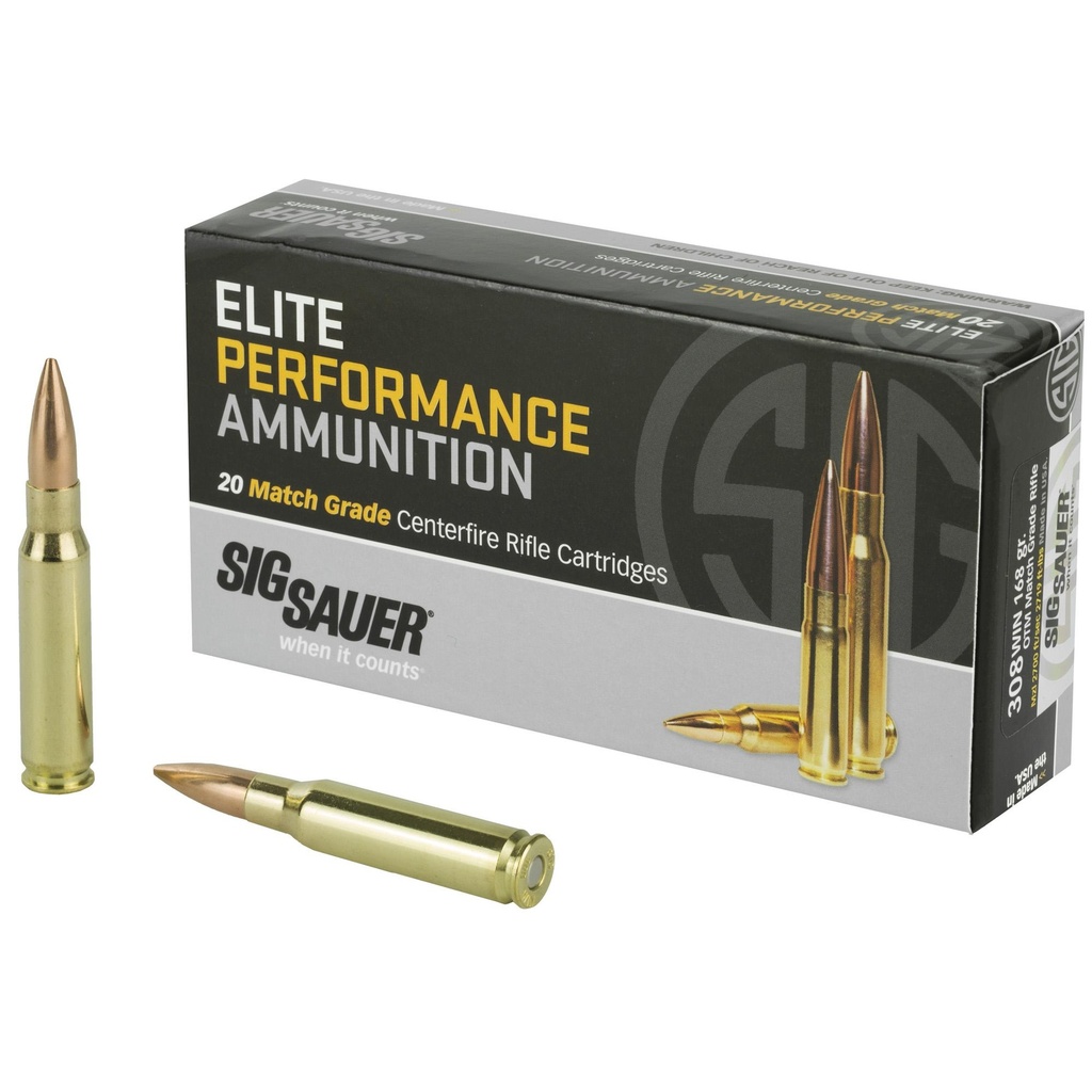 Sig Sauer Elite Match 308 Win 168 Grain Open Tip Match 20 Round Box 