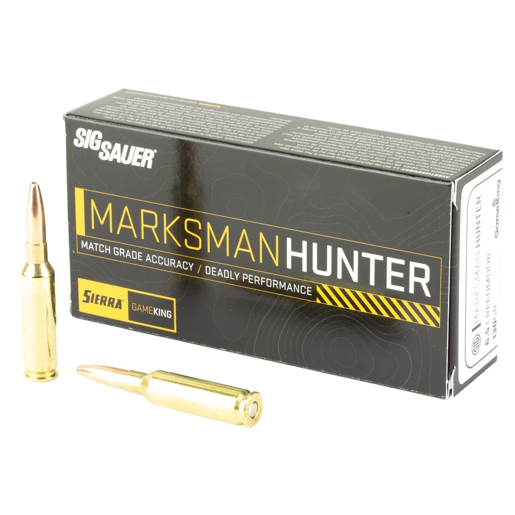 Sig Sauer Marksman Hunter 6.5 Creedmoor 130 Grain Gameking Boat Tail Hollow Point 20 Round Box 