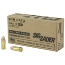 Sig Sauer V-Crown Elite Ball 9MM 124 Grain Full Metal Jacket 50 Round Box 