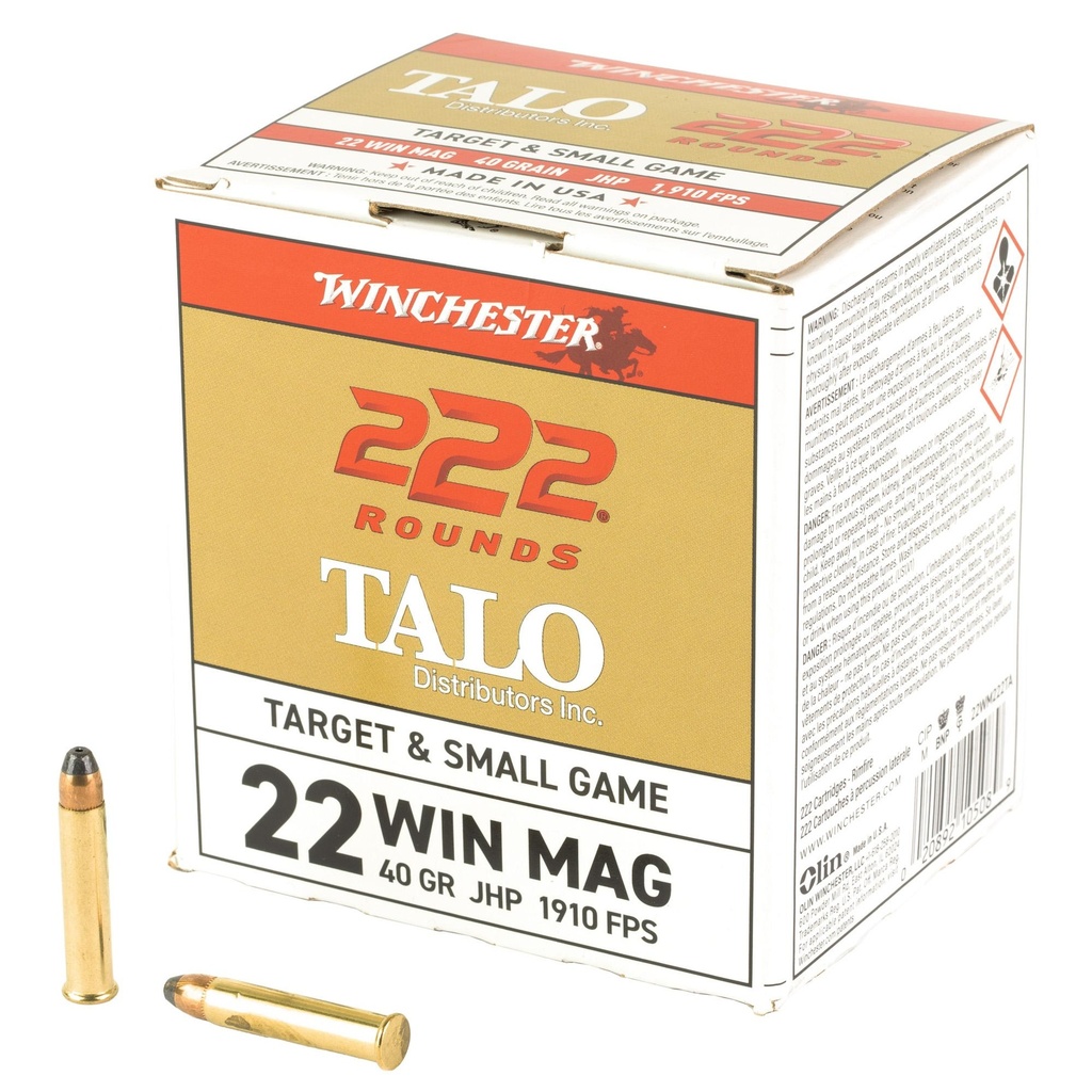 Winchester Ammunition TALO Power-Point 22 WMR 40Gr Jacketed Hollow Point 222 2220 