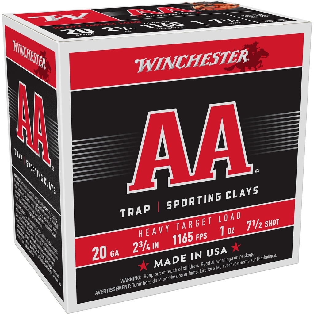 Winchester Ammunition AA Target 20 Gauge 2.75 #7.5 2.5 Dram 1 oz. Shotshell 25 Round Box 