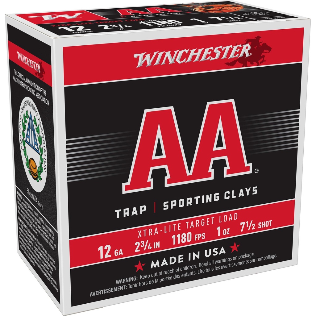 Winchester Ammunition Xtra-Lite Target Load 12 Gauge 2.75 #7.5 1 oz 25 Round Box 