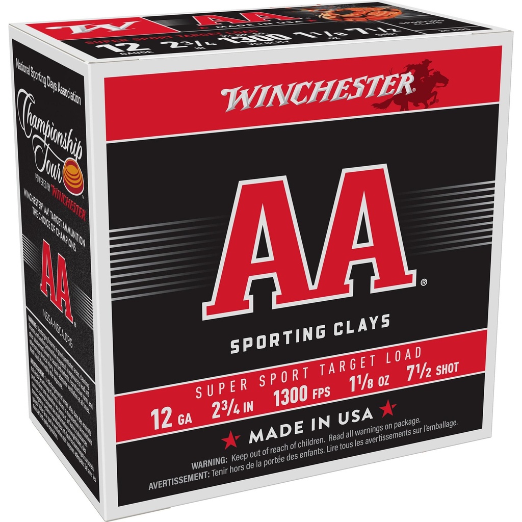 Winchester Ammunition AA Supersport Sporting Clay 12 Gauge 2.75 #7.5 1.125 oz. Shotshell 25 Round Box 