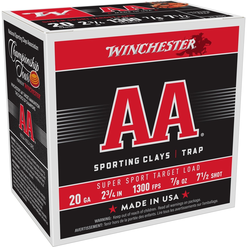 Winchester Ammunition AA Supersport Sporting Clay 20 Gauge 2.75 #7.5 7/8 oz. 25 Round Box 