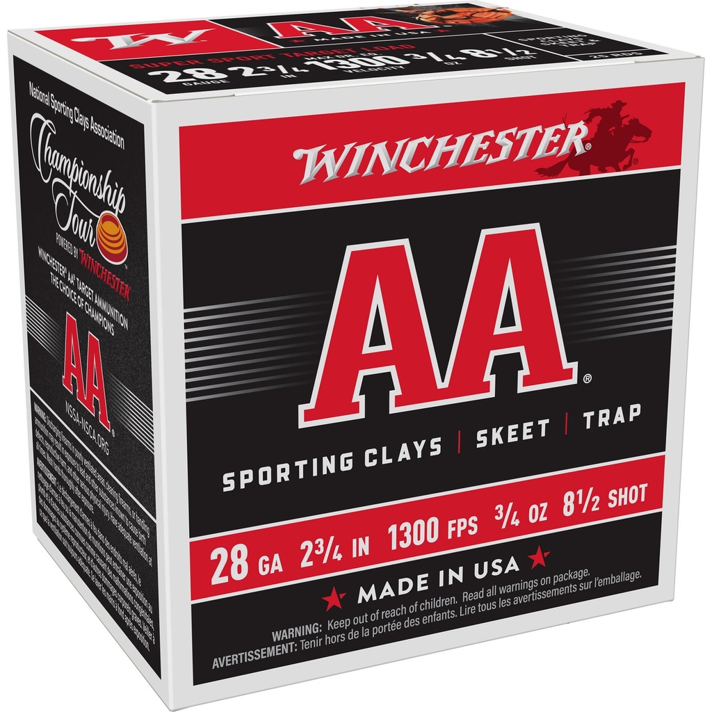 Winchester Ammunition AA Supersport Sporting Clay 28 Gauge 2.75 #8.5 3/4 oz. 25 Round Box 
