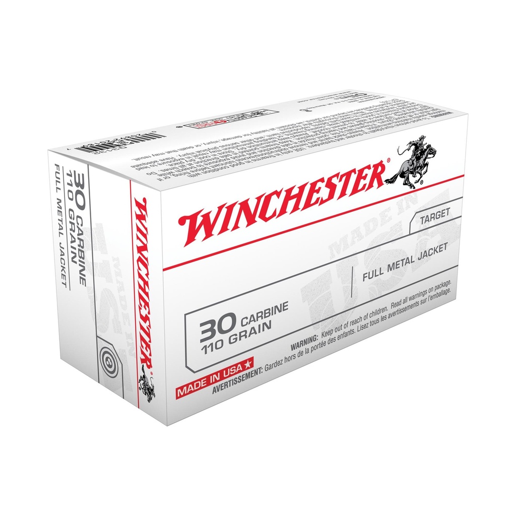 Winchester Ammunition USA 30 Carbine 110 Grain Full Metal Jacket 50 Round Box 