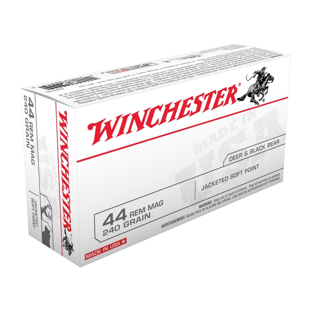 Winchester Ammunition USA 44MAG 240 Grain Jacketed Soft Point 50 Round Box 