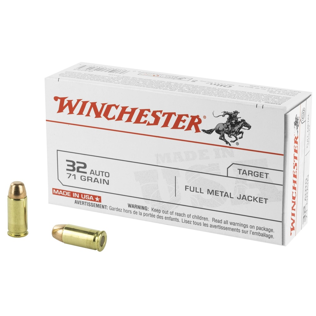 Winchester Ammunition USA 32ACP 71 Grain Full Metal Jacket 50 Round Box 