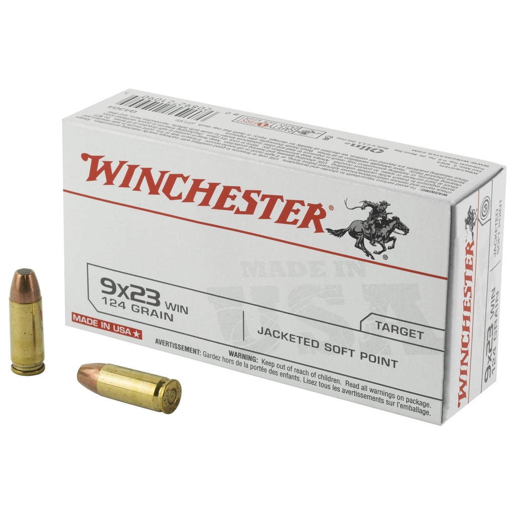 Winchester Ammunition USA 9X23 WIN 124 Grain Jacket Soft Point 50 Round Box 