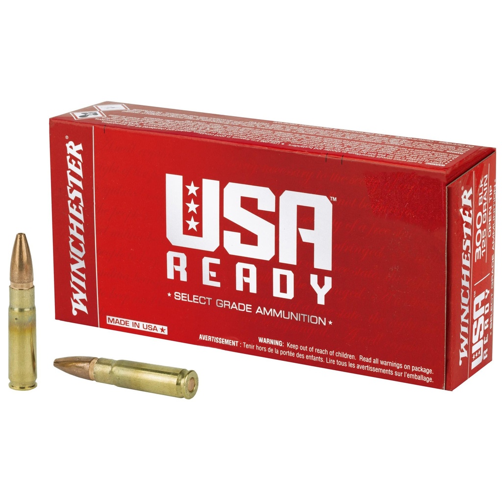 Winchester Ammunition USA Ready 300 Blackout 125 Grain Open Tip 20 Round Box 