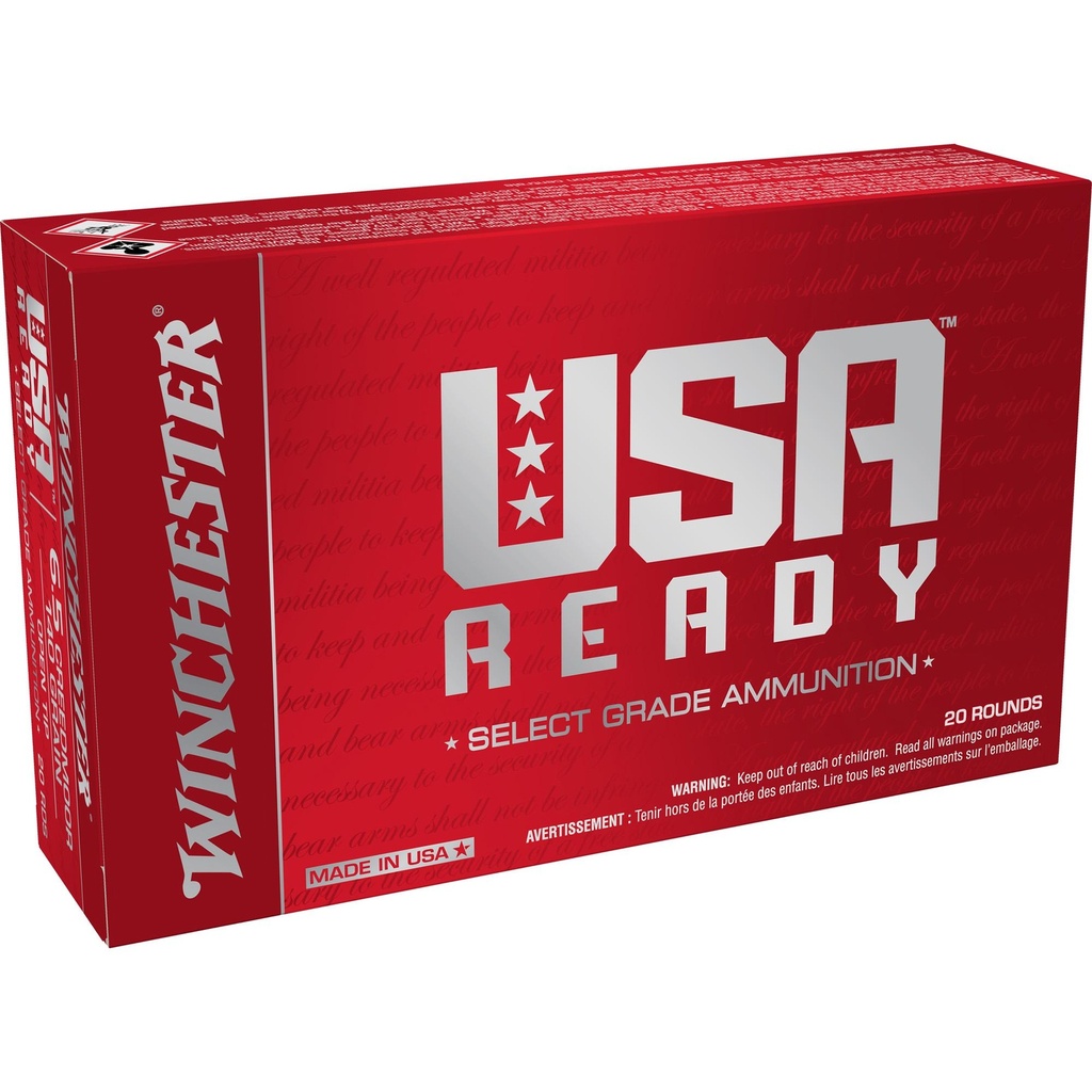 Winchester Ammunition USA READY 6.5 Creedmoor 140 Grain Full Metal Jacket Open Tip Bullet 20 Round Box 