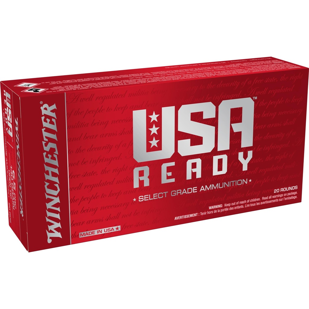 Winchester Ammunition USA Ready 6.5 PRC 140 Grain Full Metal Jacket Open Tip Bullet 20 Round Box 