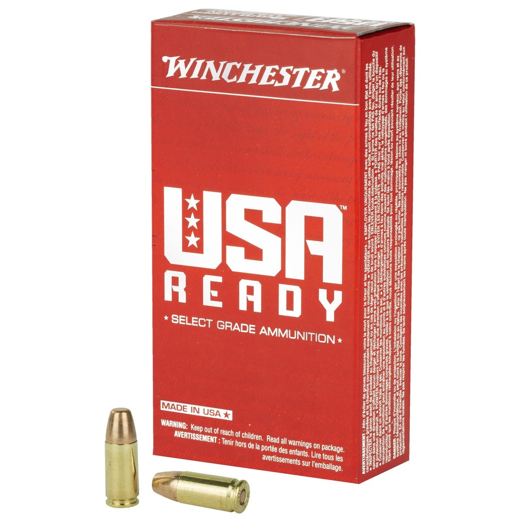 Winchester Ammunition USA Ready 9MM 115 Grain Full Metal Jacket 50 Round Box 