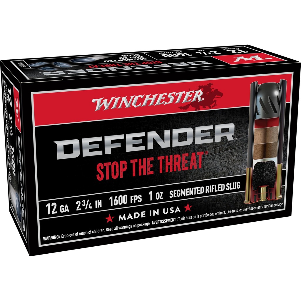 Winchester Ammunition Defender Supreme Elite 12 Gauge 2.75 1 oz. Segmenting Slug 10 Round Box 