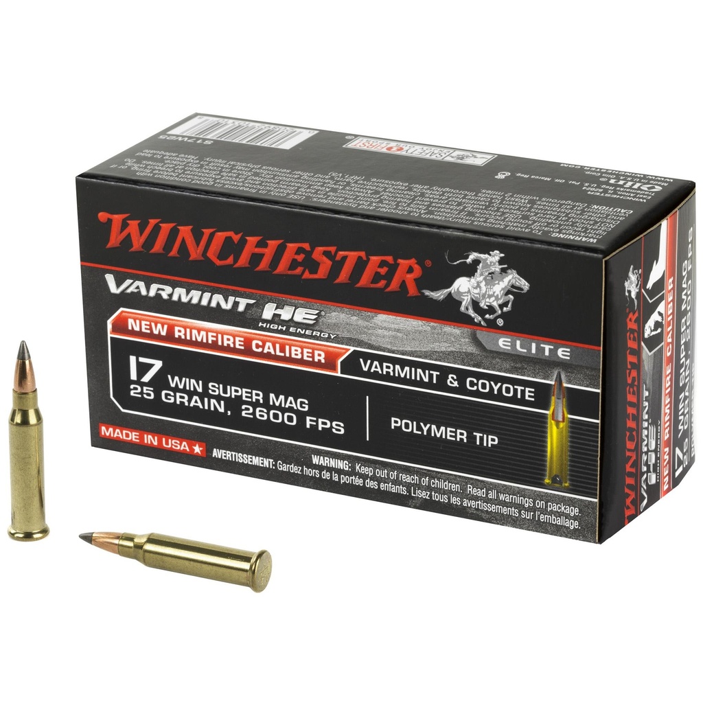 Winchester Ammunition Varmint HE 17WSM 25 Grain Polymer Tip 50 Round Box 