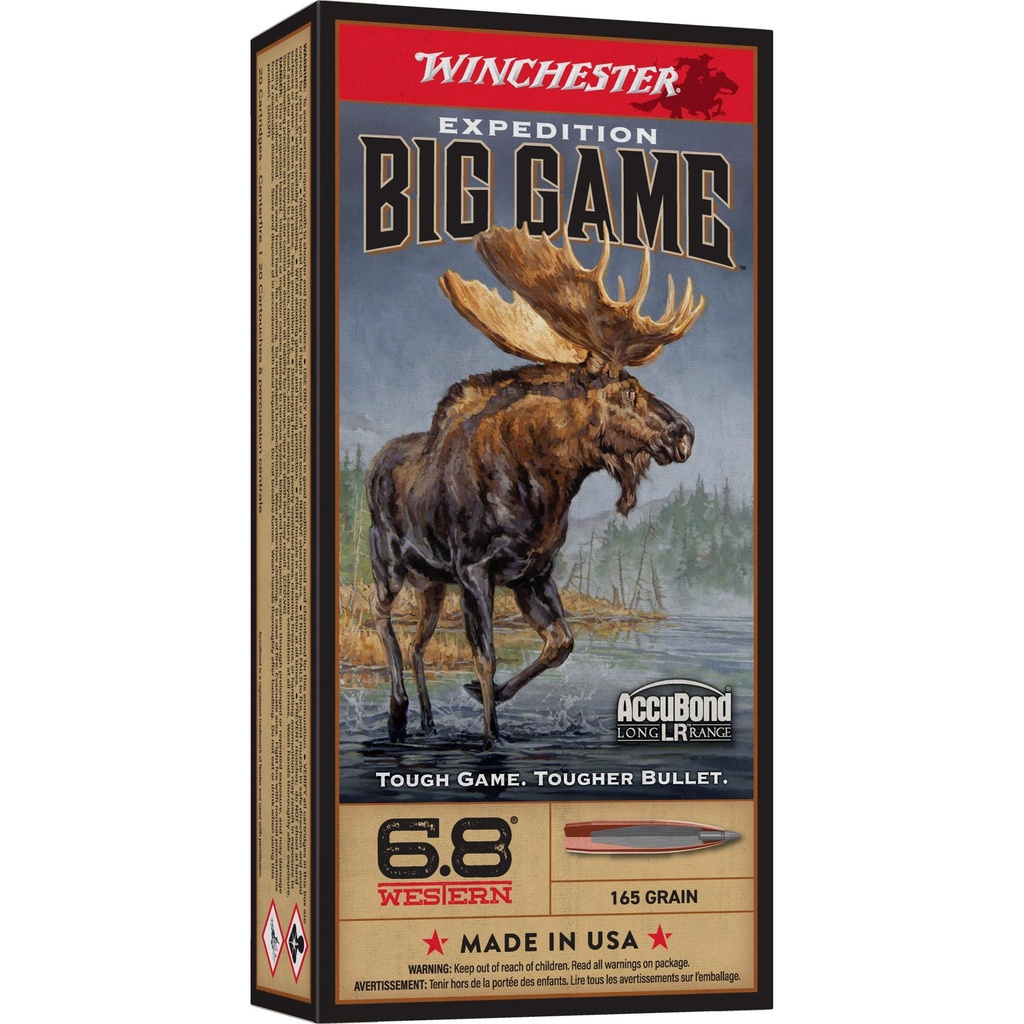 Winchester Ammunition Expedition Big Game Long Range 6.8 Western 165Gr AccuBond 20 Round Box 