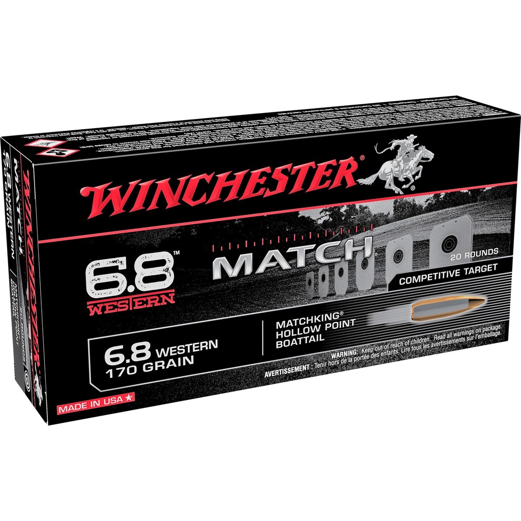 Winchester Ammunition Match 6.8 Western 170Gr Hollow Point 20 Round Box 
