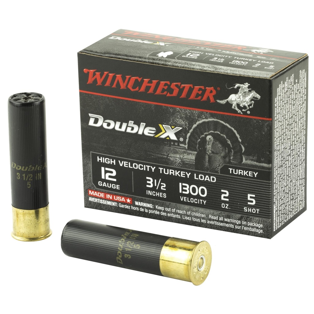 Winchester Ammunition Double X High Velocity Turkey 12 Gauge 3.5 #5 2oz Shotshell 10 Round Box 