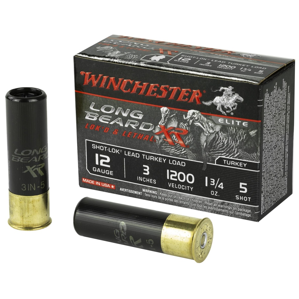Winchester Ammunition Long Beard XR 12 Gauge 3 Chamber #5 1.75 oz Shotshell Shot-Lok with Lead Shot 10 Round Box 