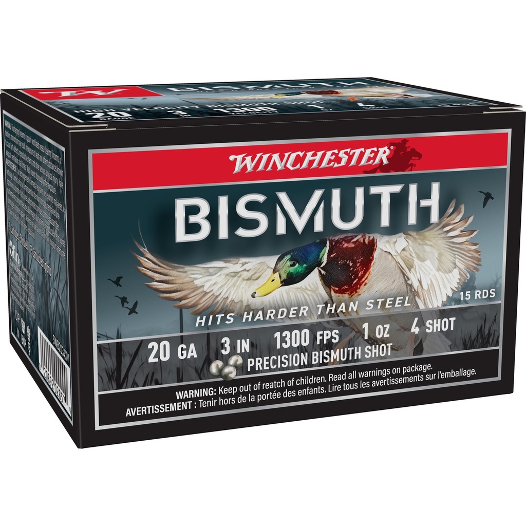 Winchester Ammunition Bismuth 20 Gauge 3" #4 1oz Shotshell 15 Round Box 