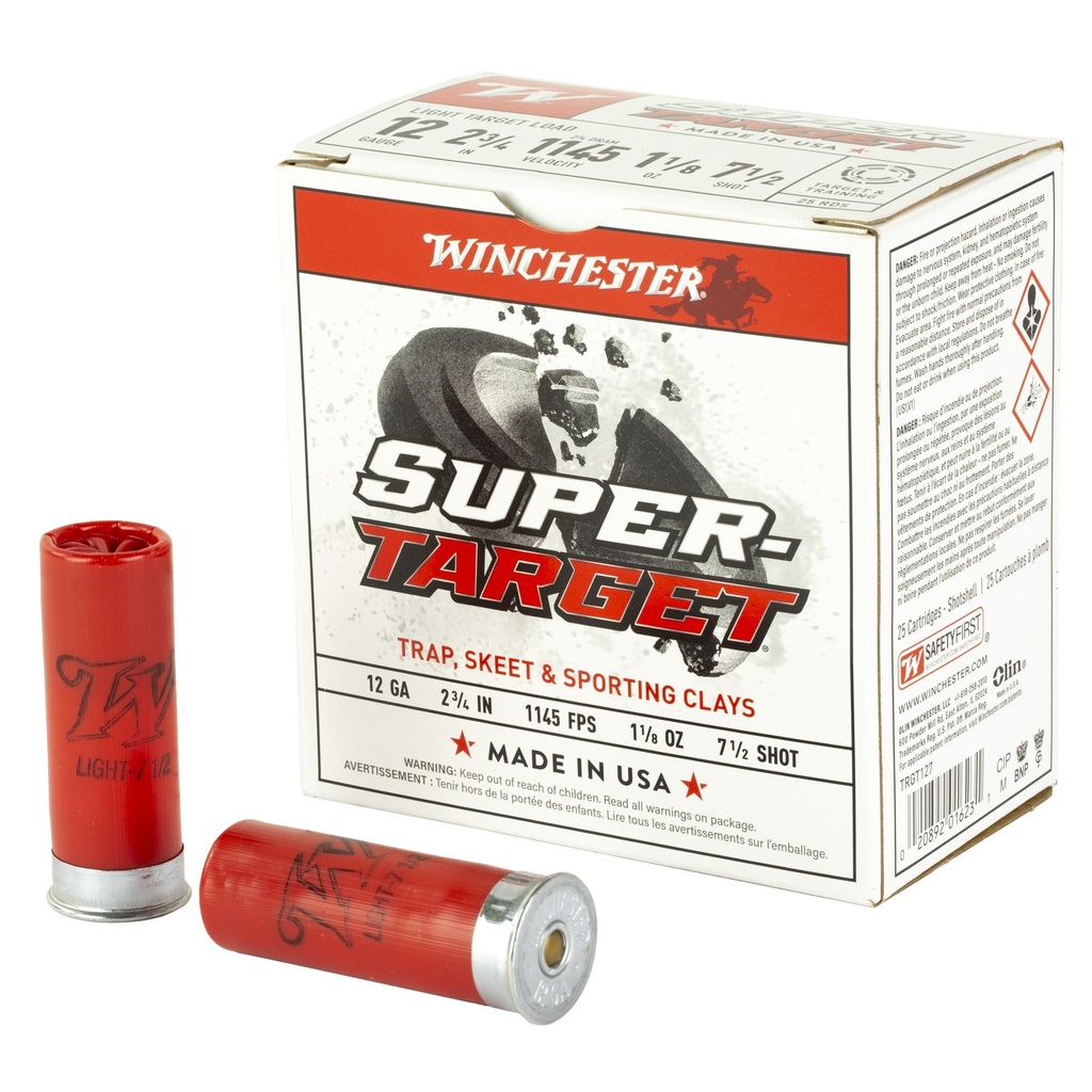 Winchester Ammunition Super Target 12 Gauge 2.75" #7.5 1 1/8 oz 25 Round Box 