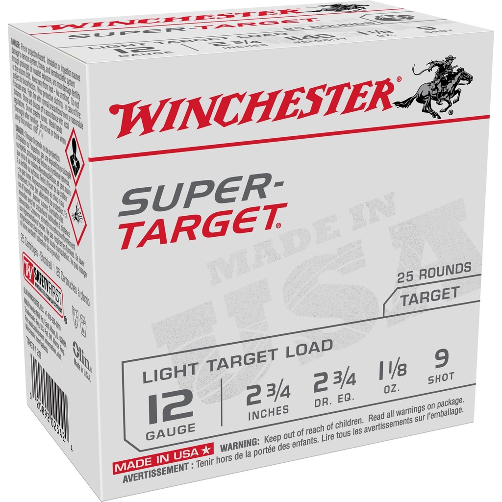 Winchester Ammunition Super Target 12 Gauge 2.75" #9 1 1/8 oz 25 Round Box 