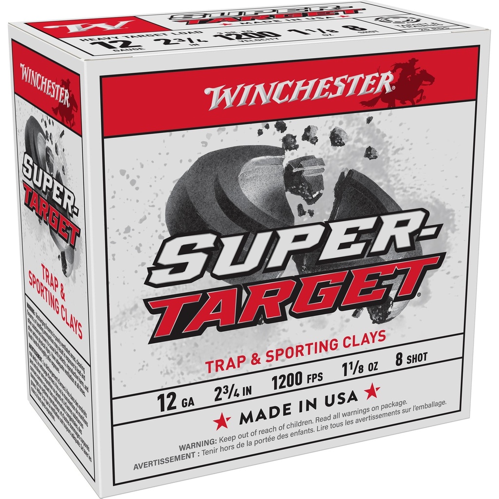 Winchester Ammunition Shotshell 12 Gauge 2.75" #8 1 1/8oz 25 Round Box 