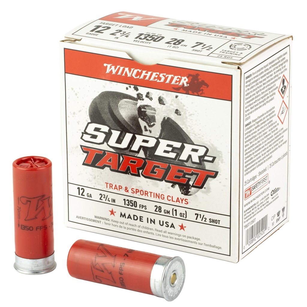 Winchester Ammunition Super Target 12 Gauge 2.75" #7.5 1 oz 25 Round Box 