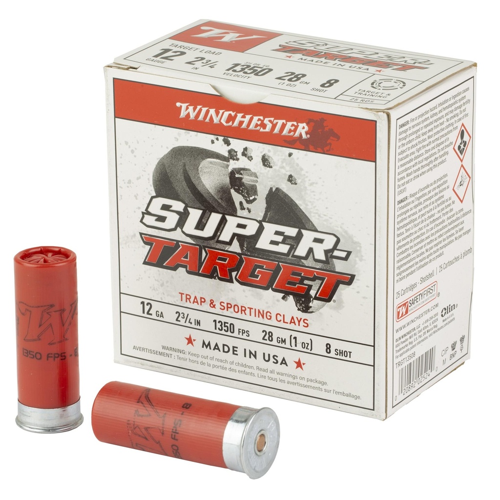 Winchester Ammunition Super Target 12 Gauge 2.75" #8 Shot 1 oz Shotshell 25 Round Box 