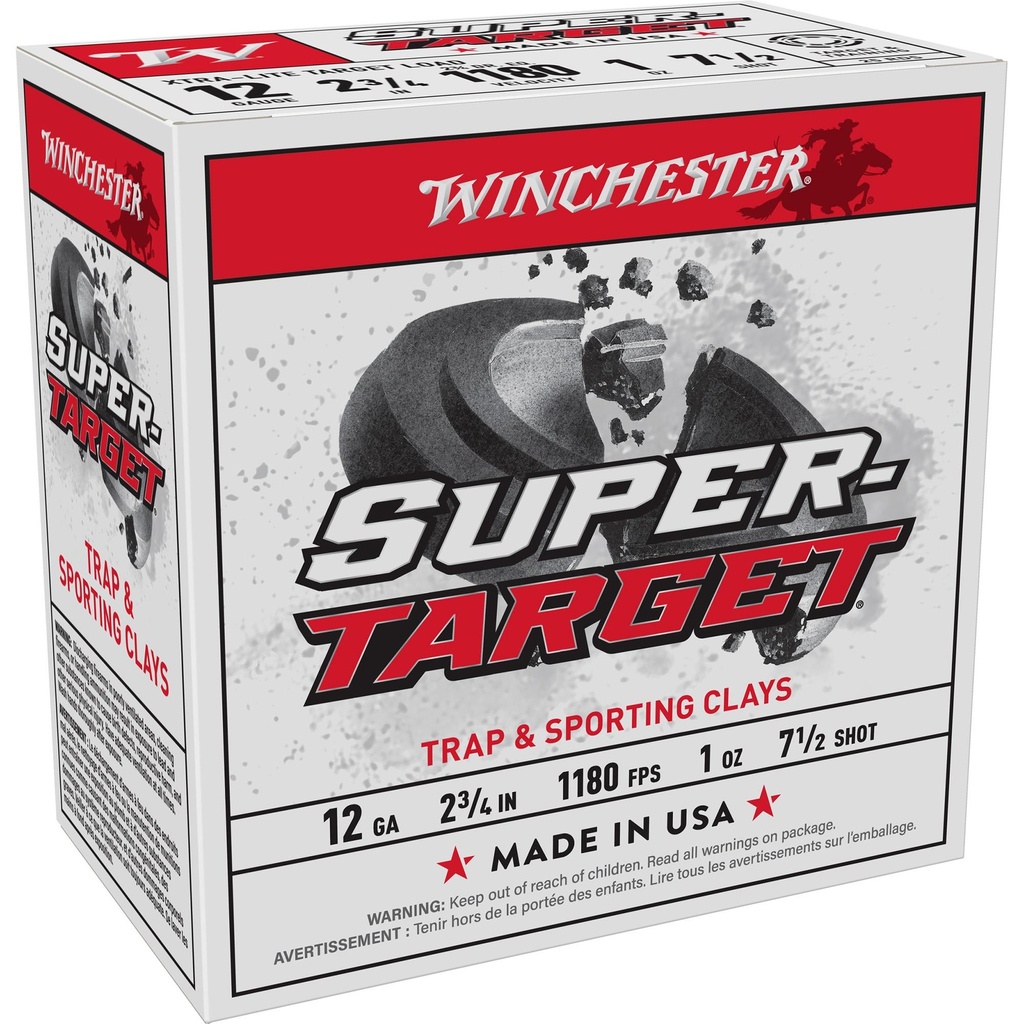 Winchester Ammunition SUPER-TARGET 12 Gauge 2.75" 1 oz #7.5 Shot Shell 25 Round Box 
