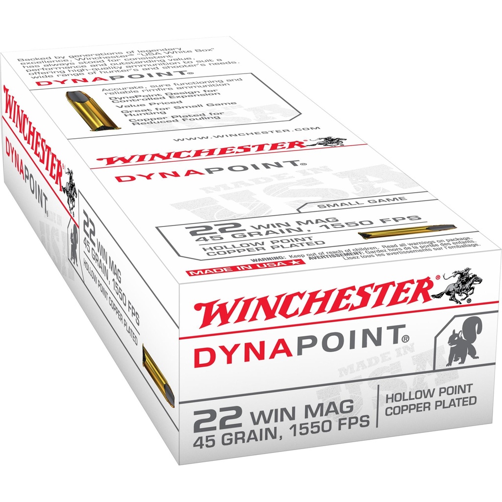 Winchester Ammunition USA 22WMR 45 Grain Dynapoint 50 Round Box 