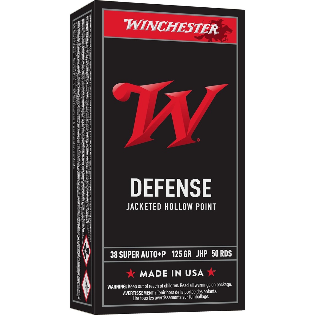 Winchester Ammunition USA WHITE BOX 38 Super 125 Grain Jacketed Hollow Point Bullet 50 Round Box 