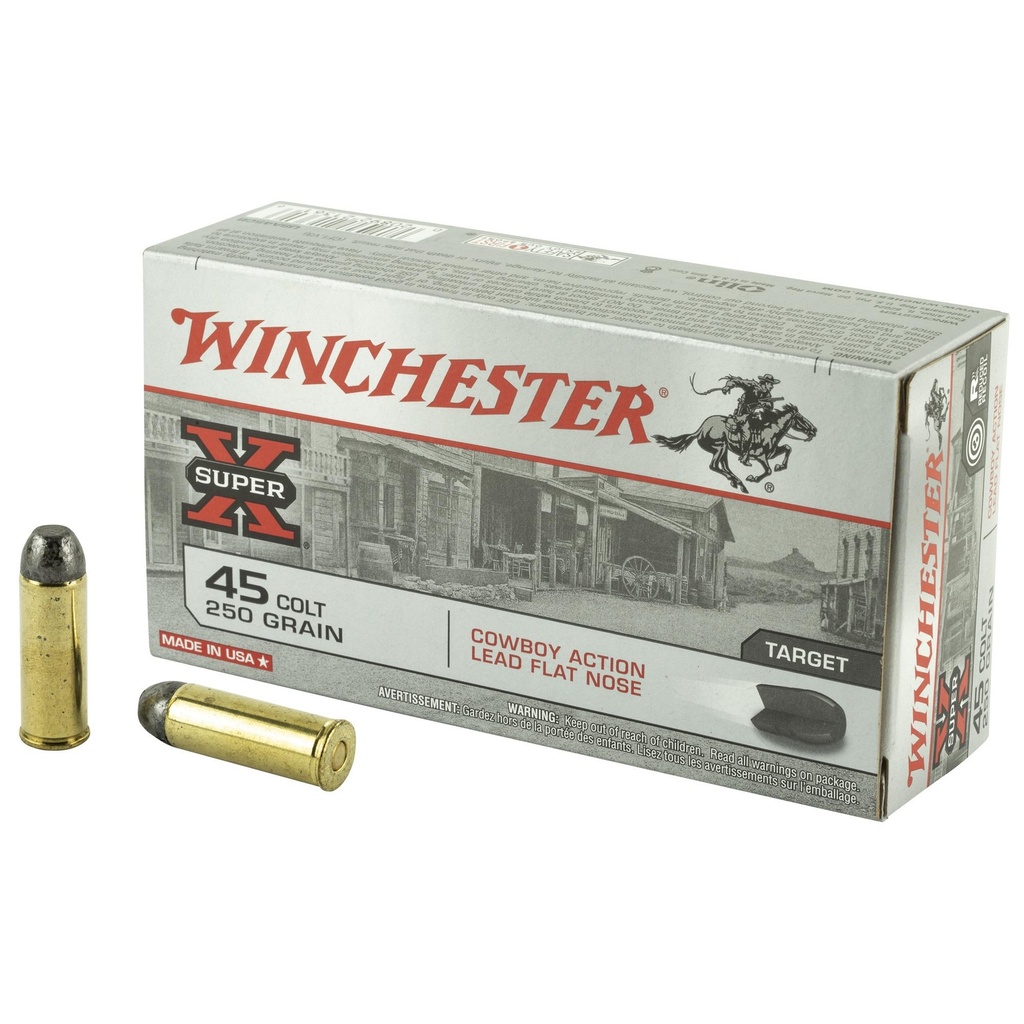 Winchester Ammunition USA 45LC 250 Grain Cowboy Action Lead Flat Nose 50 Round Box 