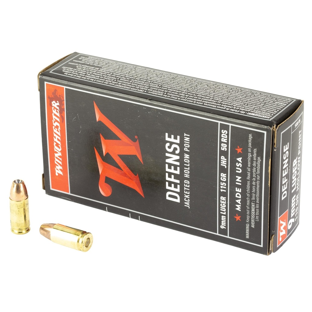 Winchester USA 9MM 115 Grain JHP 50 Round Box 