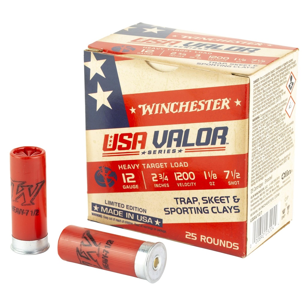 Winchester Ammunition USA VALOR 12 Gauge 2.75" #7.5 Shot 25 Round Box 
