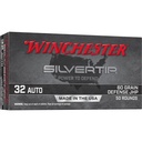 Winchester Ammunition SILVERTIP 32 Auto 60 Grain Jacketed Hollow Point 50 Round Box 