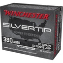 Winchester Ammunition Slivertip 380 ACP 85 Grain Jacketed Hollow Point 20 Round Box 
