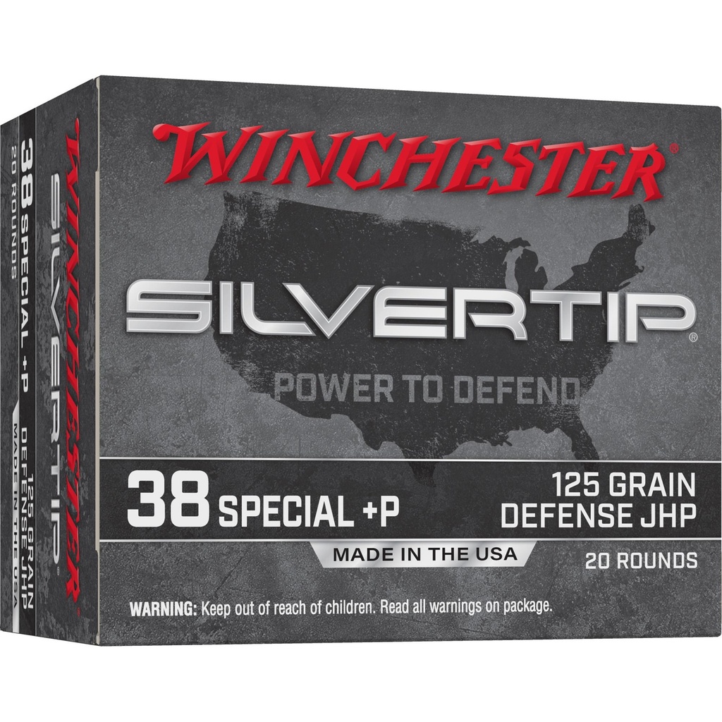 Winchester Ammunition SILVERTIP 38 Special +P 125 Grain Jacketed Hollow Point 20 Round Box 