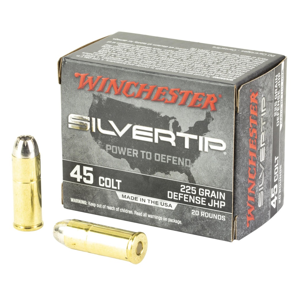 Winchester Ammunition Silvertip 45 Long Colt 225 Grain Jacketed Hollow Point Bullet 20 Round Box 