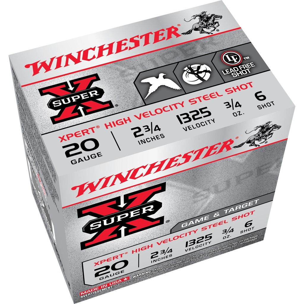 Winchester Ammunition Xpert 20 Gauge 2.75" #6 3/4 oz. Steel Shot Lead Free 25 Round Box California Certified Nonlead Ammunition 