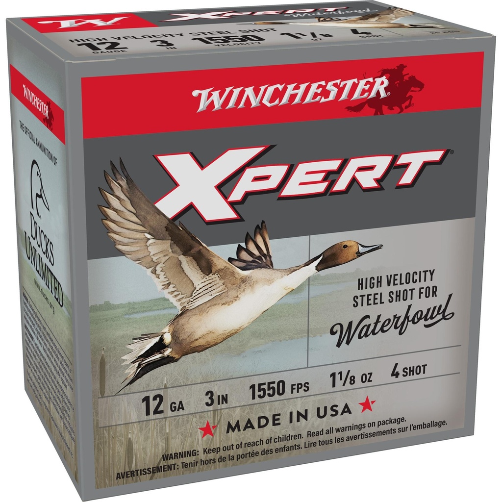 Winchester Ammunition Xpert HI-Velocity Steel 12 Gauge 3" #4 1 1/8 oz. 25 Round Box 
