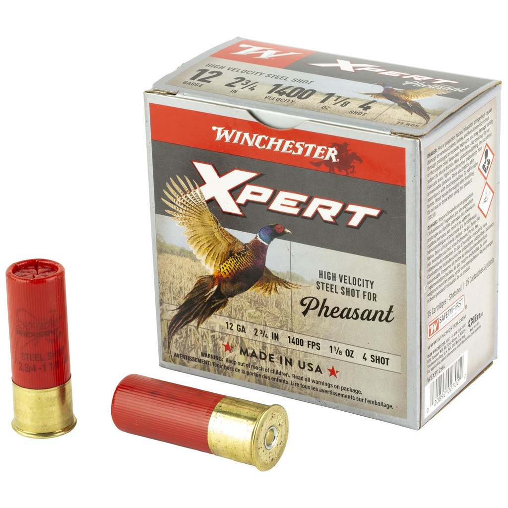 Winchester Ammunition Xpert HV Steel Pheasant 12 Gauge 2.75" #4 Shot 1 1/8 oz Steel Shot 25 Rounds 
