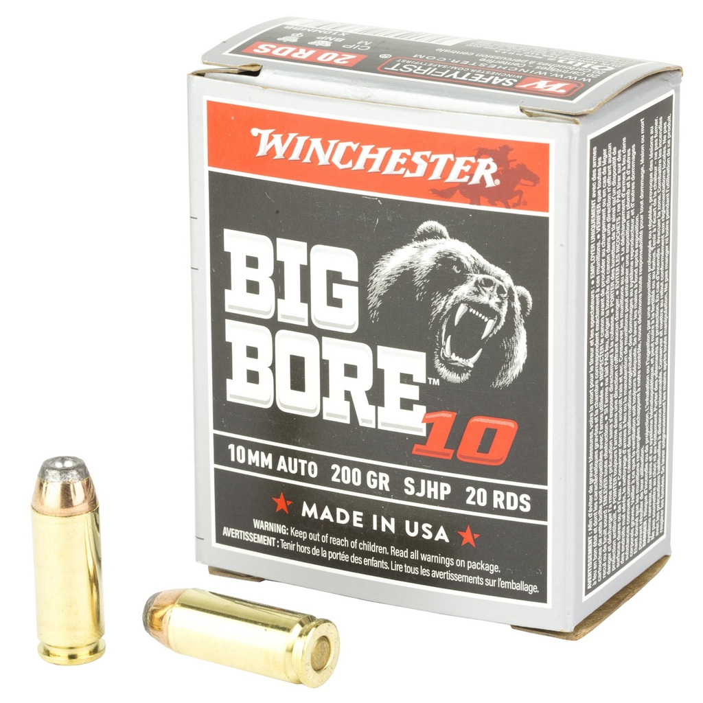 Winchester Ammunition Big Bore 10MM 200 Grain Jacketed Soft Point 20 Round Box 