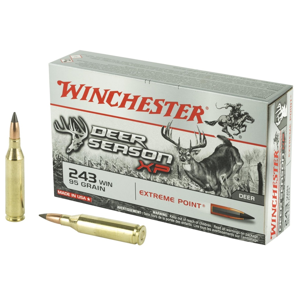 Winchester Ammunition Deer Season 243 Win 95 Grain Extreme Point Polymer Tip 20 Round Box 