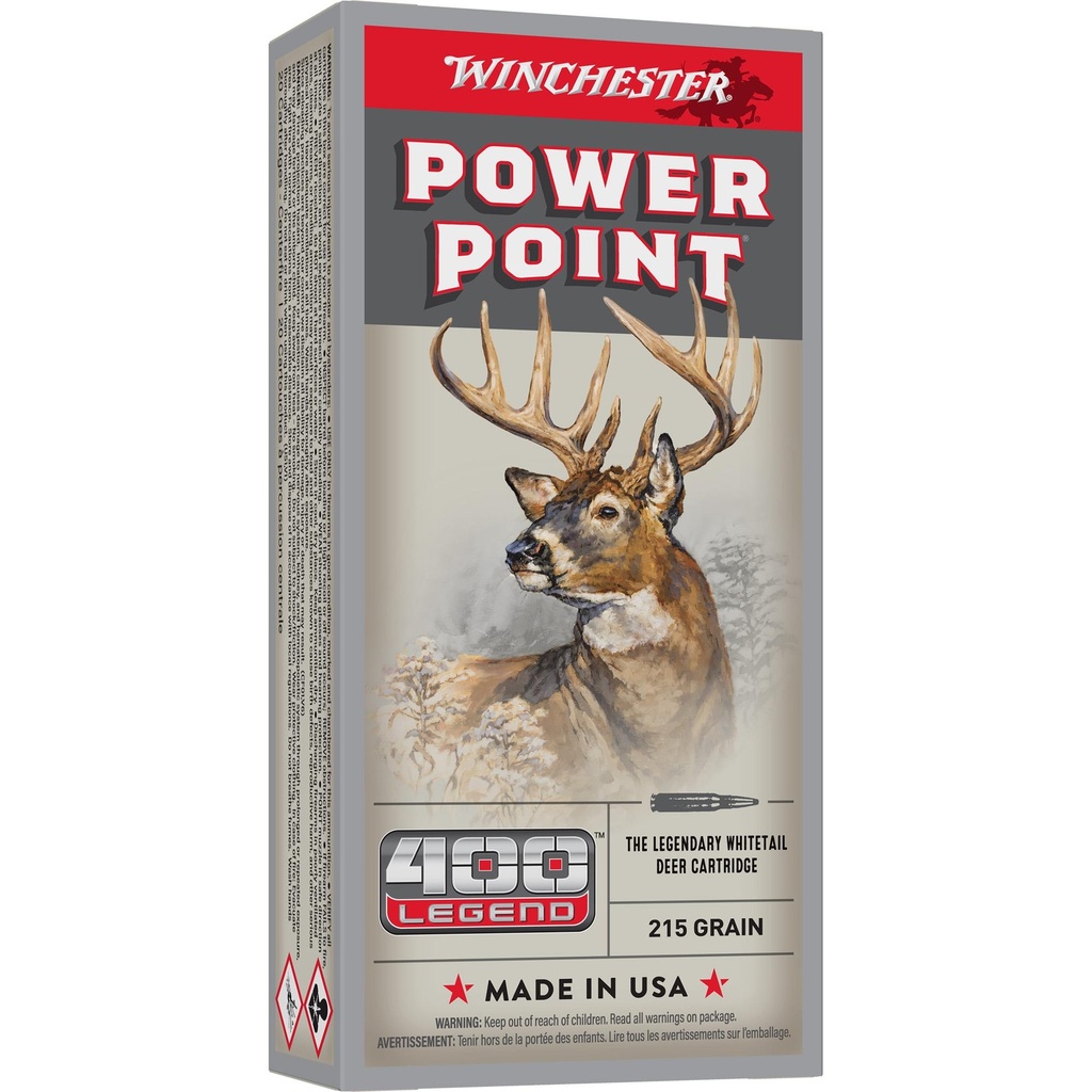 Winchester Ammunition POWER-POINT 400 Legend 215 Grain Power Point Bullet 20 Round Box 