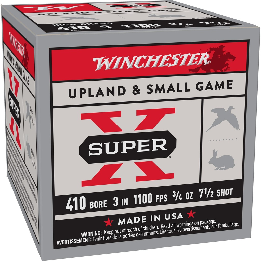 Winchester Ammunition Super-X 410 Gauge 3" #7.5 0.75 oz. Shotshell 25 Round Box 